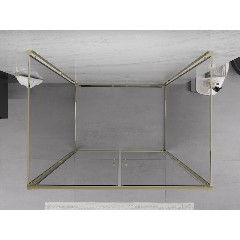 Mexen Exo-B Duo 3S cabine de douche à 3 parois pivotante 100 x 75 cm, transparent, en or - 814-100-075-50-00-3S