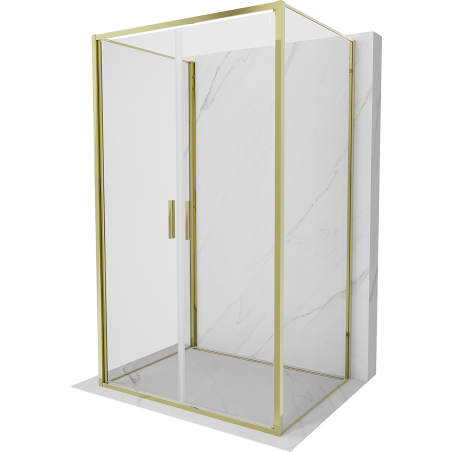 Mexen Exo-B Duo 3S cabine de douche 3 parois pivotante 110 x 75 cm, transparent, or - 814-110-075-50-00-3S