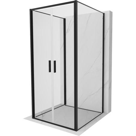 Mexen Exo-3S cabine de douche à 3 parois battante 90 x 90 cm, transparent, noir - 814-090-090-70-00-3S