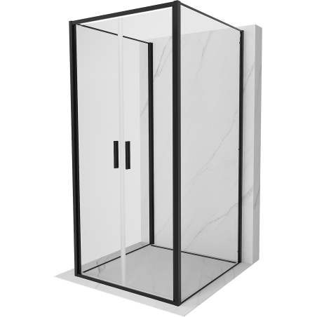 Mexen Exo-B Duo 3S cabine de douche à 3 parois à charnières 90 x 90 cm, transparent, noir - 814-090-090-70-00-3S