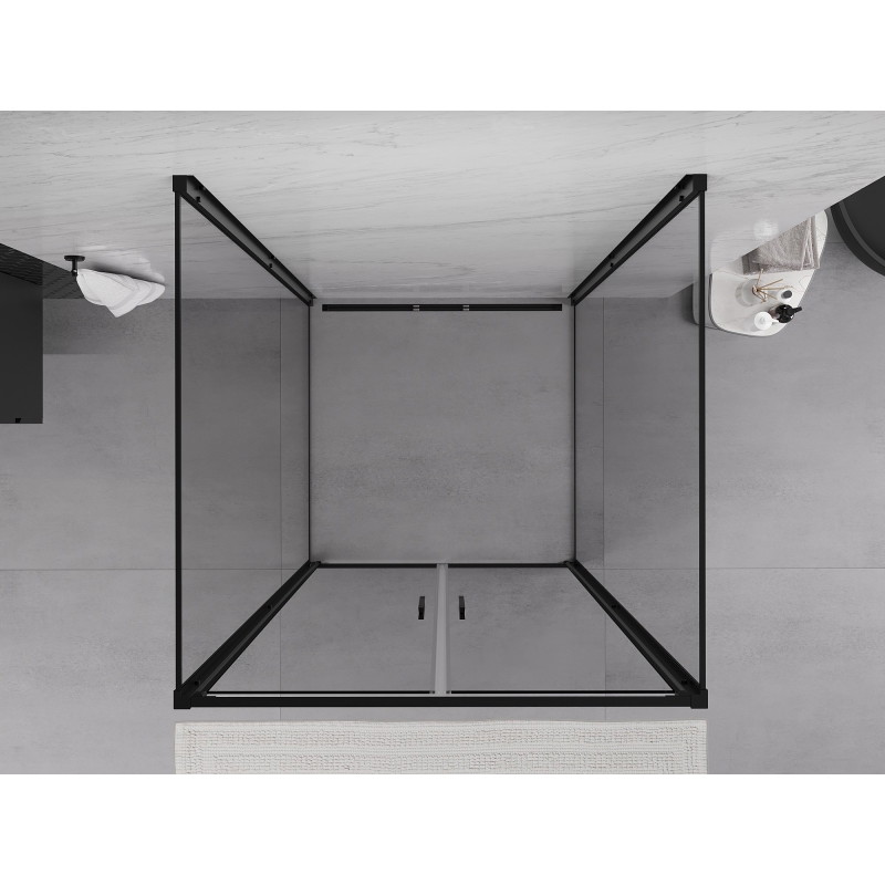 Mexen Exo-B Duo 3S cabine de douche pivotante à 3 parois 120 x 120 cm, transparente, noire - 814-120-120-70-00-3S