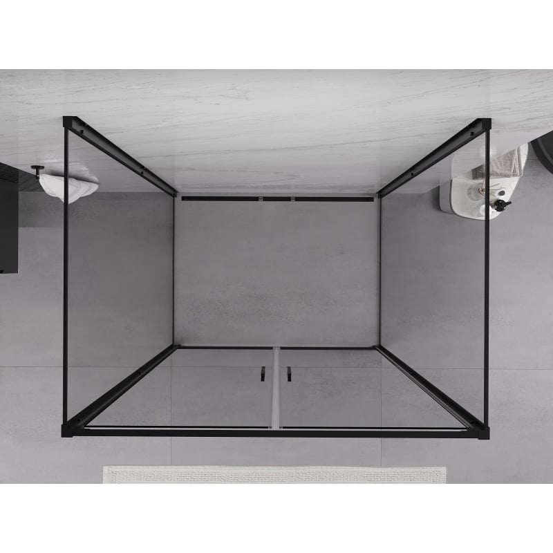 Mexen Exo-3S cabine de douche 3 parois battante 70 x 75 cm, transparent, noir - 814-070-075-70-00-3S