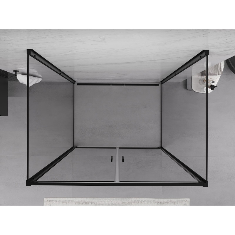 Mexen Exo-B Duo 3S cabine de douche 3 parois avec ouverture 80 x 70 cm, transparent, noir - 814-080-070-70-00-3S