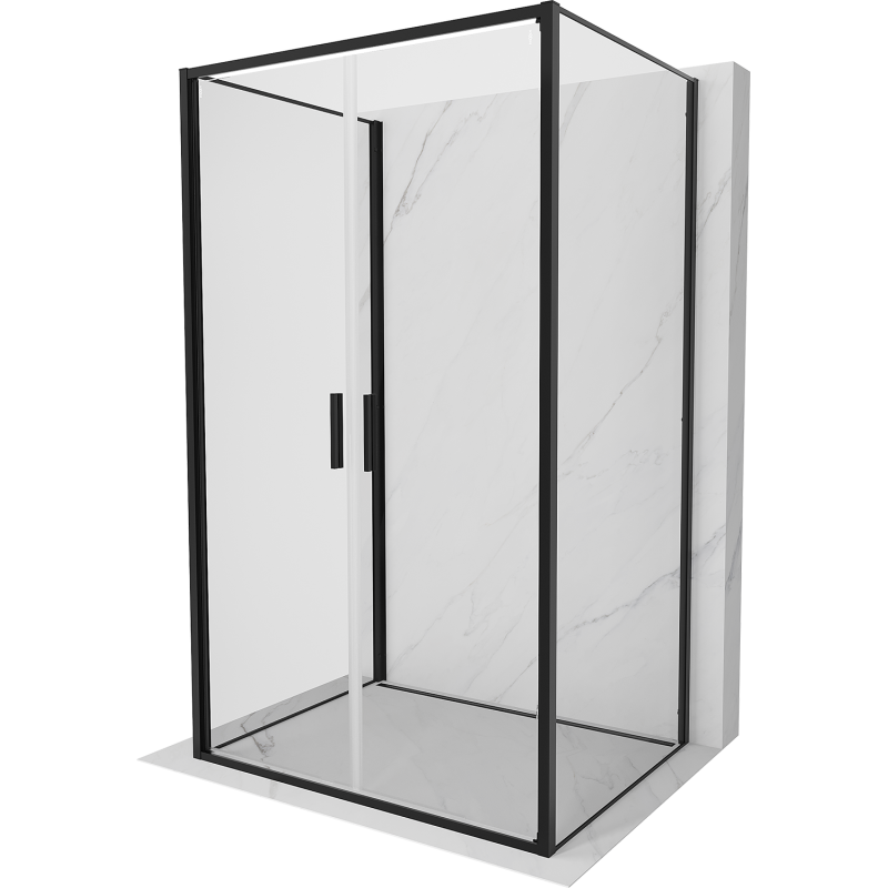 Mexen Exo-3S cabine de douche 3 parois pivotante 110 x 70 cm, transparent, noir - 814-110-070-70-00-3S
