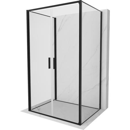 Mexen Exo-3S Cabine de douche à 3 parois, battante, 110 x 80 cm, transparente, noire - 814-110-080-70-00-3S