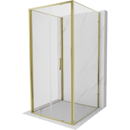 Mexen Exo-3S cabine de douche 3 parois pliante 70 x 70 cm, transparente, or - 816-070-070-50-00-3S