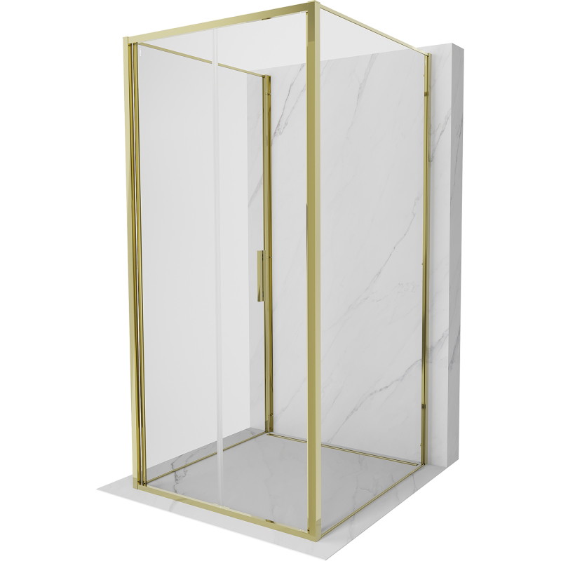 Mexen Exo-F 3S cabine de douche 3 parois pliable 85 x 85 cm, transparent, or - 816-085-085-50-00-3S