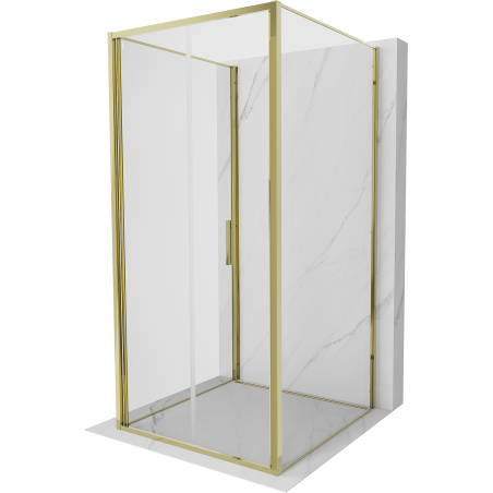 Mexen Exo-F 3S cabine de douche pliable à 3 côtés 110 x 110 cm, transparent, doré - 816-110-110-50-00-3S