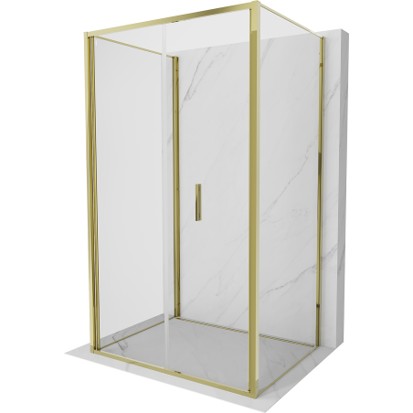 Mexen Exo-F 3S cabine de douche pliante 3 parois 110 x 70 cm, transparente, or - 816-110-070-50-00-3S