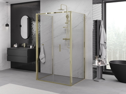 Mexen Exo-F 3S cabine de douche pliante 3 parois 110 x 70 cm, transparente, or - 816-110-070-50-00-3S