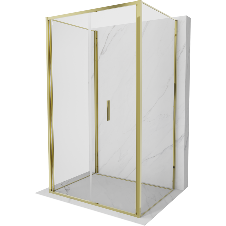 Mexen Exo-3S cabine de douche 3 parois pliante 100 x 80 cm, transparent, dorée - 816-100-080-50-00-3S