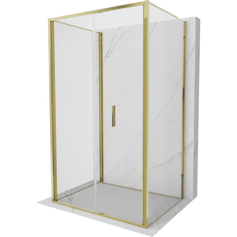 Mexen Exo-F 3S cabine de douche pliante à 3 parois 100 x 90 cm, transparent, or - 816-100-090-50-00-3S
