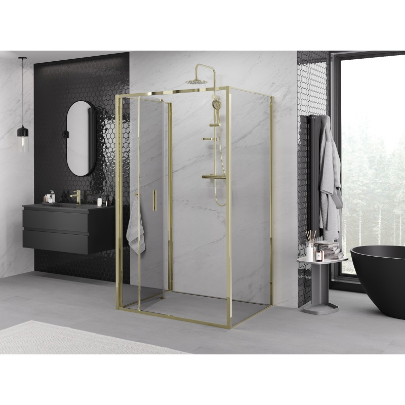 Mexen Exo-F 3S cabine de douche pliante à 3 parois 100 x 90 cm, transparent, or - 816-100-090-50-00-3S