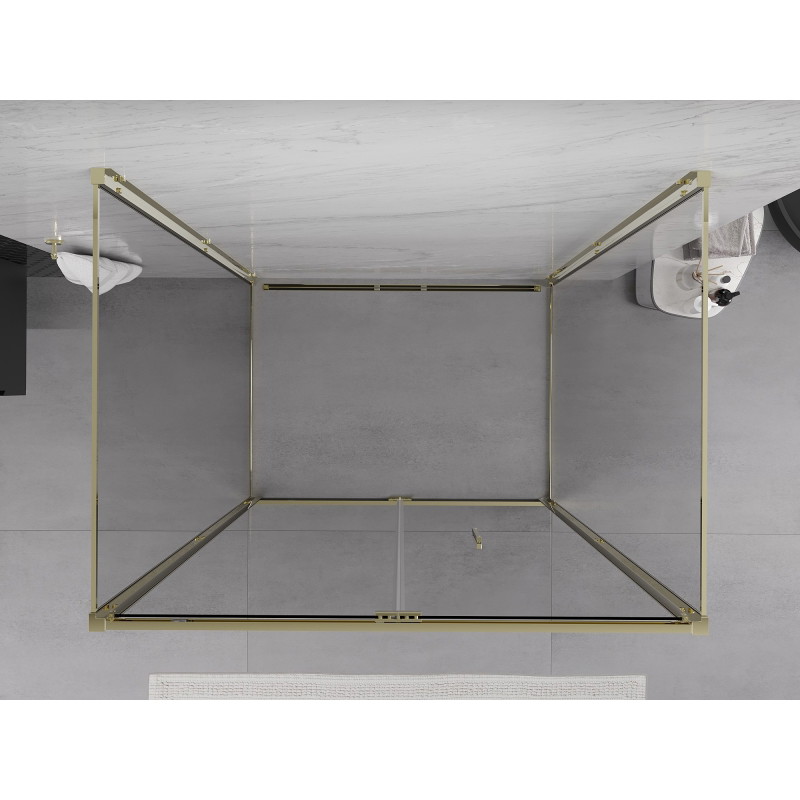 Mexen Exo-F 3S cabine de douche pliante à 3 parois 100 x 90 cm, transparent, or - 816-100-090-50-00-3S