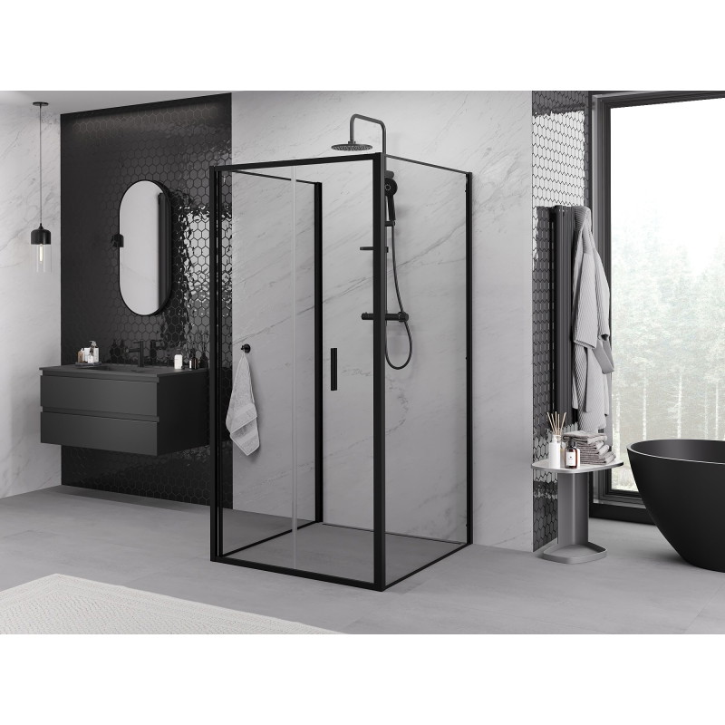 Mexen Exo-F 3S Cabine de douche à 3 parois pliante 80 x 80 cm, transparente, noire - 816-080-080-70-00-3S