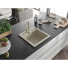 Mexen Vito évier de cuisine en granit 1 bac avec mitigeur Rita, beige - 6503-69-670300-69
