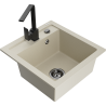 Mexen Vito Évier en granit 1 bac avec robinet de cuisine Rita, beige - 6503-69-670300-70