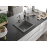 Mexen Vito évier en granit 1 bac avec robinet de cuisine Rita, gris - 6503-71-670300-71