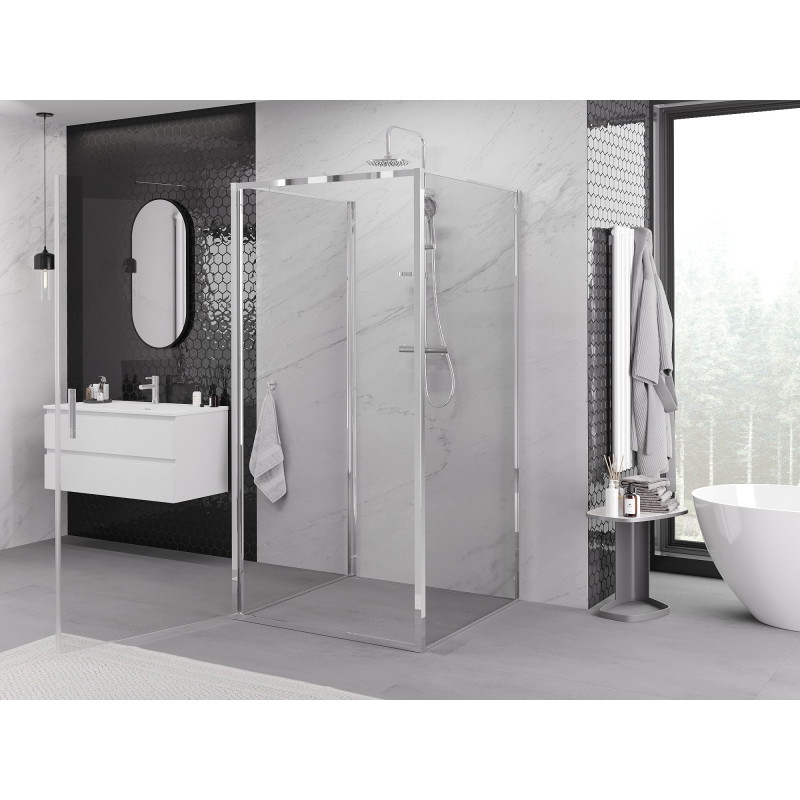Mexen Exo-B 3S cabine de douche à 3 parois avec portes battantes 80 x 80 cm, transparent, chromé - 817-080-080-01-00-3S