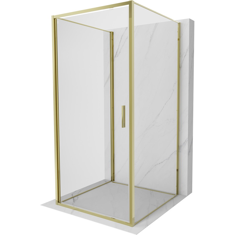 Mexen Exo-B 3S cabine de douche à 3 parois battante 70 x 70 cm, transparent, dorée - 817-070-070-50-00-3S