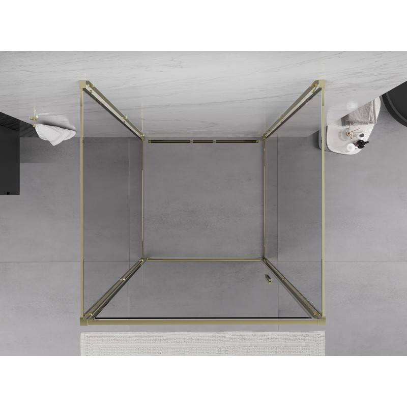 Mexen Exo-B 3S cabine de douche à 3 parois battante 70 x 70 cm, transparent, dorée - 817-070-070-50-00-3S