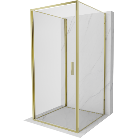 Mexen Exo-3S Cabine de douche pivotante 3-parois 75 x 75 cm, transparent, dorée - 817-075-075-50-00-3S