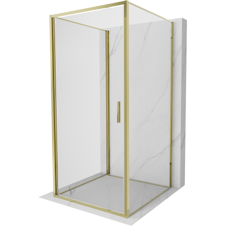 Mexen Exo-B 3S cabine de douche à 3 parois ouvrante 85 x 85 cm, transparent, or - 817-085-085-50-00-3S