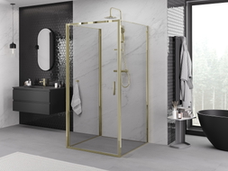 Mexen Exo-B 3S cabine de douche à 3 parois ouvrante 85 x 85 cm, transparent, or - 817-085-085-50-00-3S