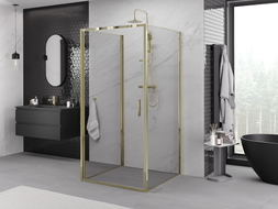 Mexen Exo-B 3S cabine de douche à 3 parois pivotante 100 x 100 cm, transparente, dorée - 817-100-100-50-00-3S