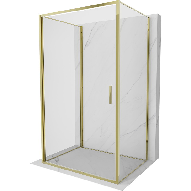 Mexen Exo-B 3S cabine de douche à 3 murs ouvrante 80 x 70 cm, transparent, or - 817-080-070-50-00-3S