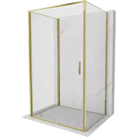 Mexen Exo-3S cabine de douche à 3 parois battante 90 x 70 cm, transparent, or - 817-090-070-50-00-3S