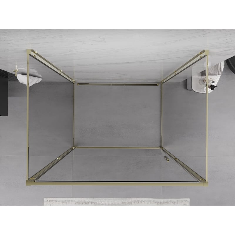 Mexen Exo-3S cabine de douche à 3 parois pivotante 80 x 85 cm, transparent, or - 817-080-085-50-00-3S