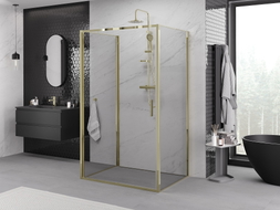 Mexen Exo-B 3S cabine de douche 3 parois pivotante 80 x 90 cm, transparente, dorée - 817-080-090-50-00-3S