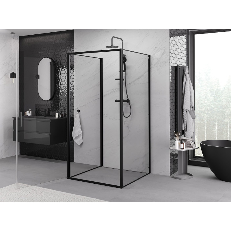 Mexen Exo-B 3S cabine de douche 3-parois pivotante 80 x 80 cm, transparente, noire - 817-080-080-70-00-3S