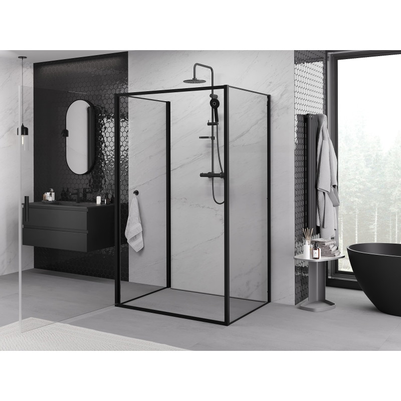 Mexen Exo-B 3S cabine de douche à 3 parois avec porte battante 100 x 90 cm, transparent, noir - 817-100-090-70-00-3S