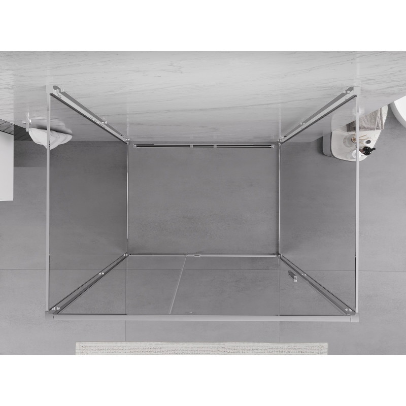 Mexen Exo-R 3S cabine de douche avec porte battante à 3 côtés, 130 x 70 cm, transparent, chrome - 819-130-070-01-00-3S