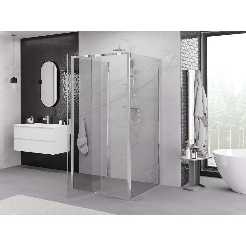 Mexen Exo-R 3S cabine de douche 3 parois pivotante 100 x 100 cm, transparent, chrome - 819-100-100-01-00-3S