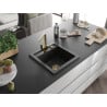 Mexen Vito évier en granit 1 cuve avec robinet de cuisine Rita, noir - 6503-77-670300-50