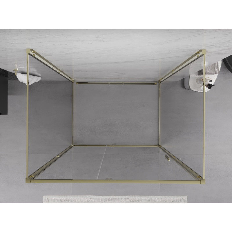 Mexen Exo-R 3S cabine de douche à 3 parois battantes 100 x 70 cm, transparente, dorée - 819-100-070-50-00-3S
