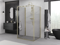 Mexen Exo-R 3S cabine de douche 3 parois battante 120 x 70 cm, transparent, or - 819-120-070-50-00-3S