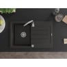 Mexen Bruno évier en granit 1 bac avec égouttoir 795 x 495 mm, noir/doré métallisé, siphon chromé- 6513791010-75