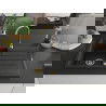 Mexen Bruno évier en granit à 1 cuve avec égouttoir 795 x 495 mm, Noir/ Argent métallique, siphon Or - 6513791010-73-G