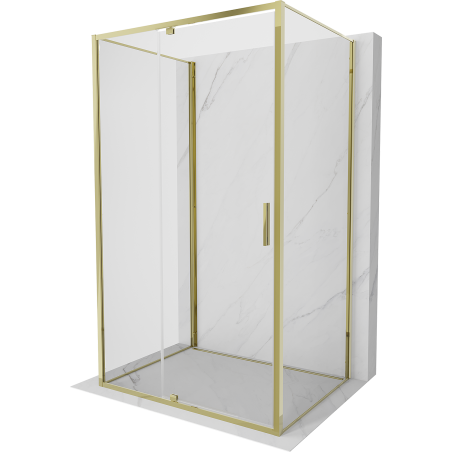 Mexen Exo-R 3S cabine de douche à 3 parois, avec porte battante 140 x 75 cm, transparent, doré - 819-140-075-50-00-3S