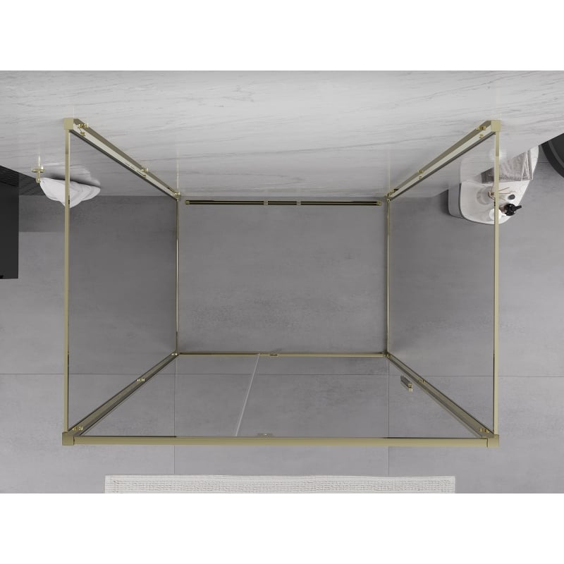 Mexen Exo-R 3S cabine de douche à 3 parois, avec porte battante 140 x 75 cm, transparent, doré - 819-140-075-50-00-3S