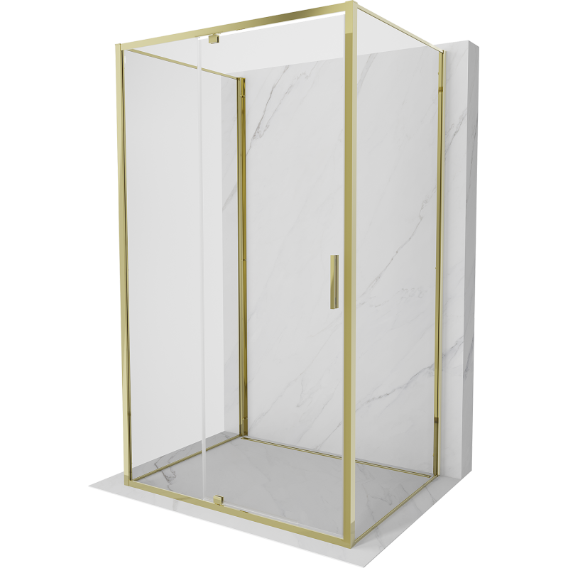 Mexen Exo-3S cabine de douche 3 parois battante 95 x 80 cm, transparent, or - 819-095-080-50-00-3S