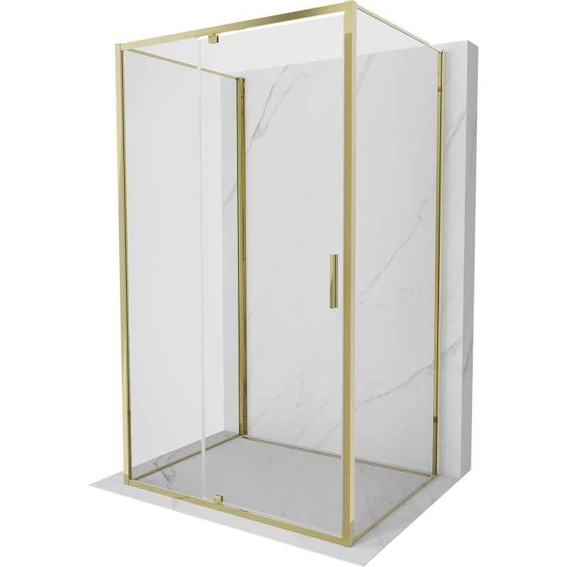 Mexen Exo-R 3S cabine de douche 3-parois pivotante 140 x 85 cm, transparente, dorée - 819-140-085-50-00-3S