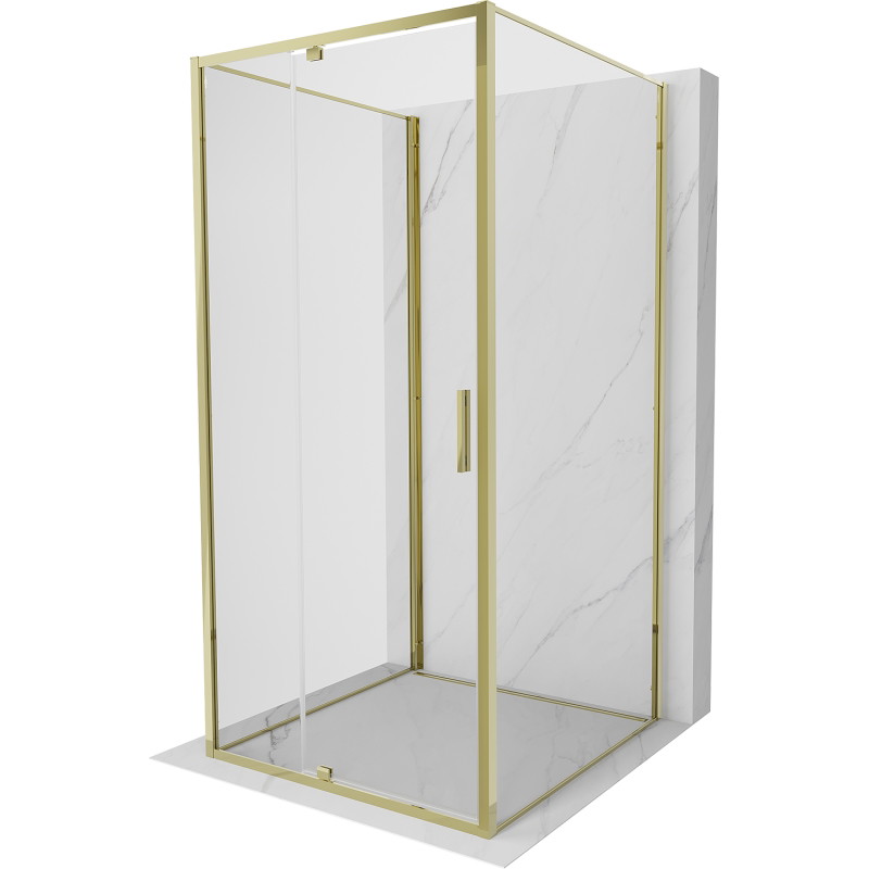 Mexen Exo-R 3S cabine de douche 3 parois à charnière 90 x 90 cm, transparent, doré - 819-090-090-50-00-3S