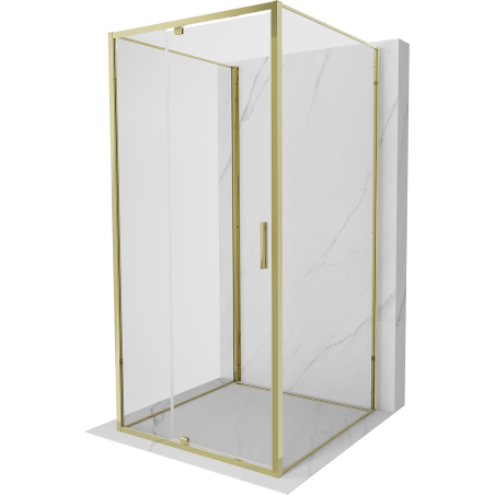 Mexen Exo-3S cabine de douche 3-parois battante 95 x 95 cm, transparent, or - 819-095-095-50-00-3S
