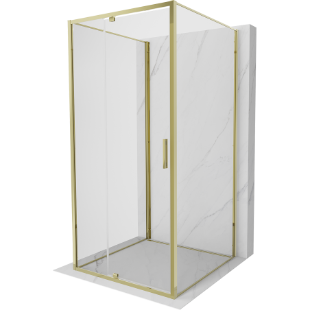Mexen Exo-R 3S Cabine de douche à 3 côtés pivotante 95 x 95 cm, transparente, dorée - 819-095-095-50-00-3S