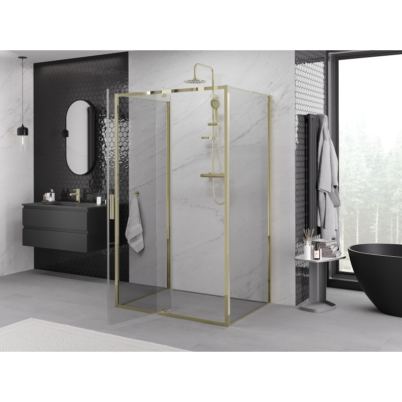 Mexen Exo-R 3S cabine de douche 3 parois pivotante 115 x 95 cm, transparent, or - 819-115-095-50-00-3S